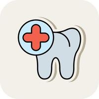 Dental Line Filled White Shadow Icon vector