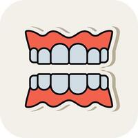 Denture Line Filled White Shadow Icon vector