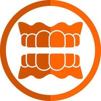 Denture Glyph Orange Circle Icon vector