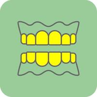 dentadura lleno amarillo icono vector