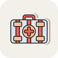 First Aid Kit Line Filled White Shadow Icon vector