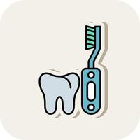 Electric Toothbrush Line Filled White Shadow Icon vector