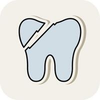 Broken Tooth Line Filled White Shadow Icon vector