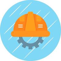 Saftey Helmet Flat Blue Circle Icon vector