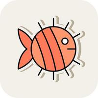 Fish Line Filled White Shadow Icon vector