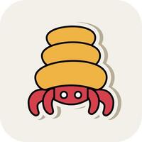 Hermit Crab Line Filled White Shadow Icon vector