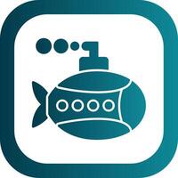 Submarine Glyph Gradient Round Corner Icon vector