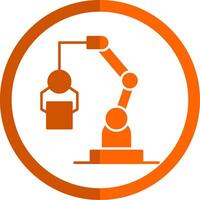 Robotic Machine Glyph Orange Circle Icon vector