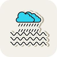 Rain Line Filled White Shadow Icon vector