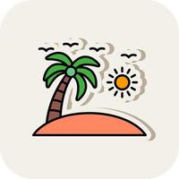 Beach Line Filled White Shadow Icon vector