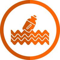 mensaje en un botella glifo naranja circulo icono vector