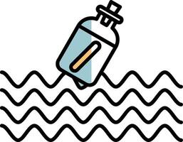 Message In A Bottle Filled Half Cut Icon vector