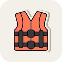 Life Vest Line Filled White Shadow Icon vector