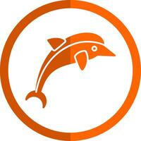 Dolphin Glyph Orange Circle Icon vector