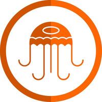 Jellyfish Glyph Orange Circle Icon vector