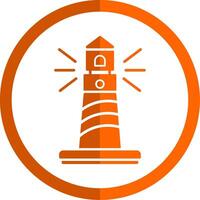 Lighthouse Glyph Orange Circle Icon vector