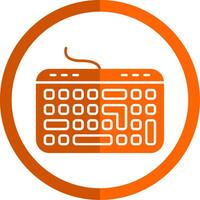 teclado glifo naranja circulo icono vector