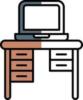 Office Desk Filled Half Cut Icon vector