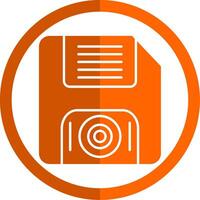 Floppy Disk Glyph Orange Circle Icon vector