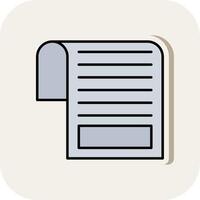 Document Line Filled White Shadow Icon vector