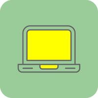 ordenador portátil lleno amarillo icono vector