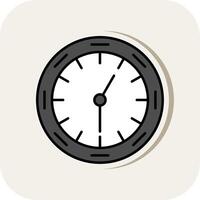 Wall Clock Line Filled White Shadow Icon vector