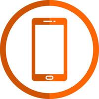 móvil teléfono glifo naranja circulo icono vector