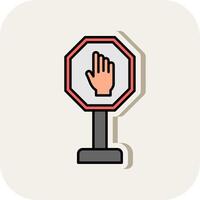 Stop Line Filled White Shadow Icon vector