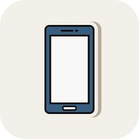 Mobile Phone Line Filled White Shadow Icon vector