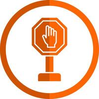 Stop Glyph Orange Circle Icon vector