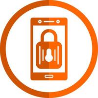 Lock Glyph Orange Circle Icon vector