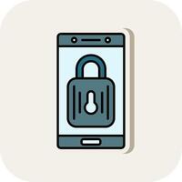 Lock Line Filled White Shadow Icon vector