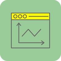 Line Chart Filled Yellow Icon vector