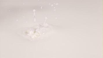 súper lento movimiento Fresco arándanos otoño dentro el Leche con salpicaduras macro antecedentes. filmado en un alta velocidad cámara a 1000 fps. video