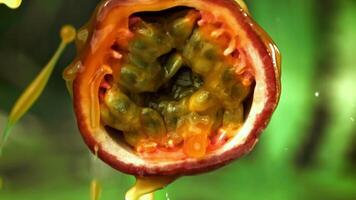 Super slow motion passion fruit. High quality FullHD footage video