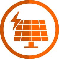 solar panel glifo naranja circulo icono vector