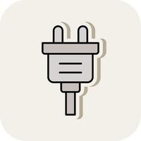 Plug Line Filled White Shadow Icon vector