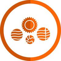 Solar System Glyph Orange Circle Icon vector