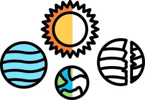 Solar System Filled Half Cut Icon vector