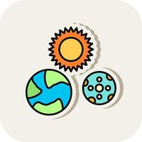 Solar System Line Filled White Shadow Icon vector