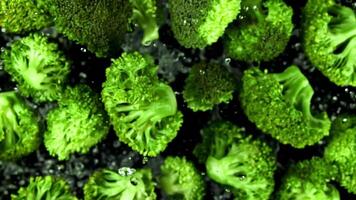 Super slow motion fresh broccoli. High quality FullHD footage video