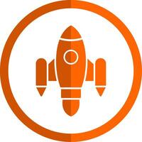 Space Ship Launch Glyph Orange Circle Icon vector