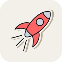 Rocket Line Filled White Shadow Icon vector