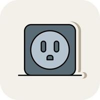Power Socket Line Filled White Shadow Icon vector