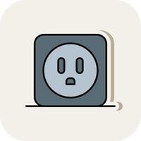 Power Socket Line Filled White Shadow Icon vector