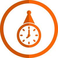 Wall Clock Glyph Orange Circle Icon vector