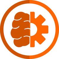 Creative Brain Glyph Orange Circle Icon vector