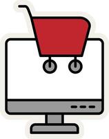 Online Shopping Line Filled White Shadow Icon vector