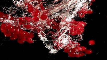 Red currant falls into a whirlpool. Filmed is slow motion 1000 fps. High quality FullHD footage video