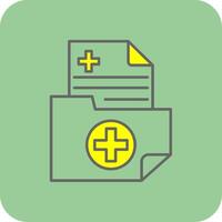 médico carpeta lleno amarillo icono vector